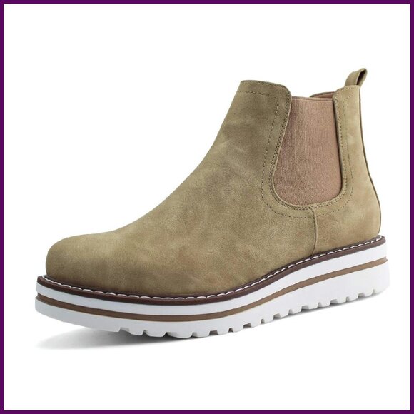 Women's Chelsea Ankle Boots Waterproof Flat Heel Elastic Side Panels